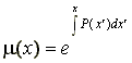 $e^{\int^{x} P(x')dx'}$